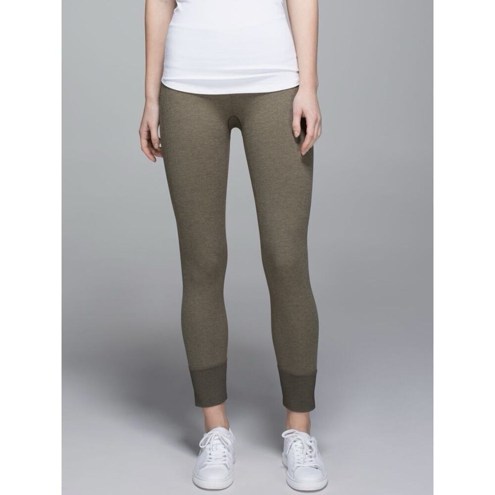 lululemon athletica Olive Tone Ribbed-Cuff Leggings